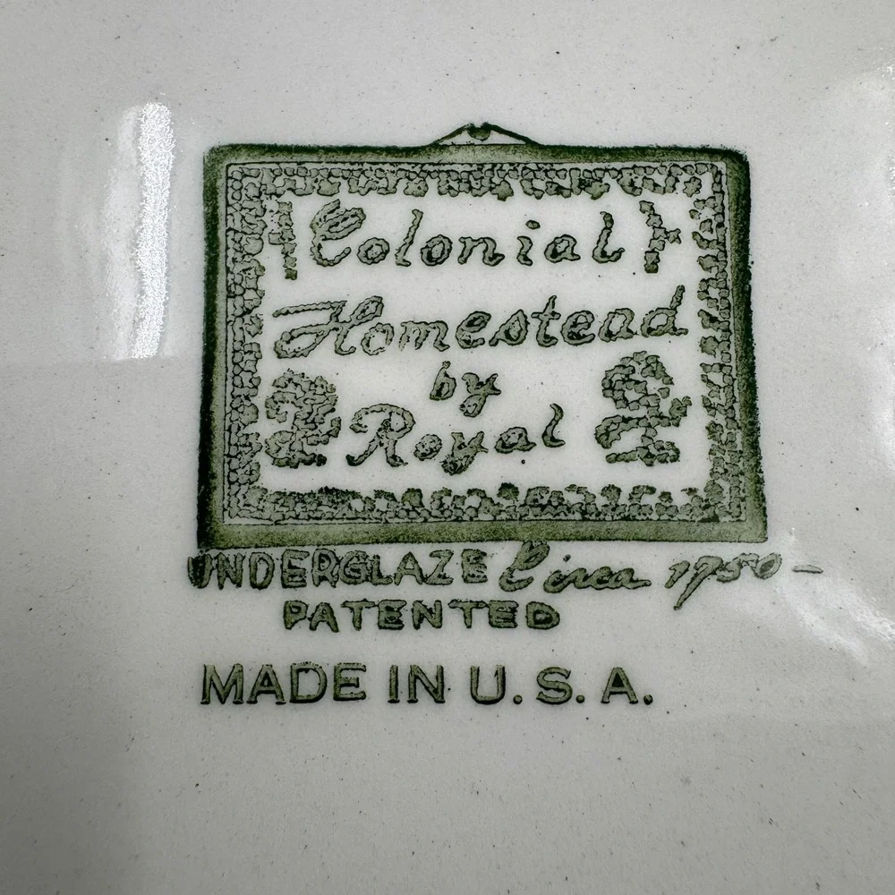 Vintage Colonial Homestead Green by‎ Royal (USA) Luncheon Plate 9 1/8